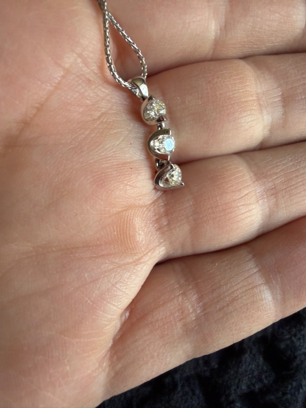 Canadian Diamond Pendant Three-Stone 14k White Gold - Picture 6 of 10